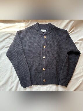 LOFT Women’s Charcoal Button-Front Knit Sweater